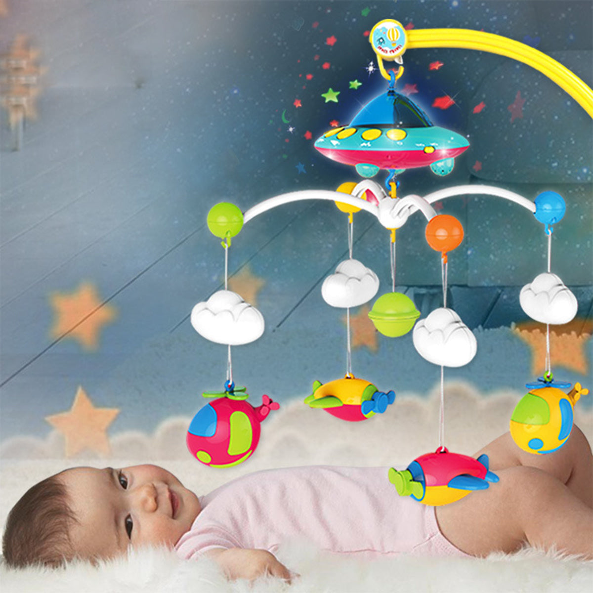 MOVIL MUSICAL CUNA BEBE CON PROYECTOR